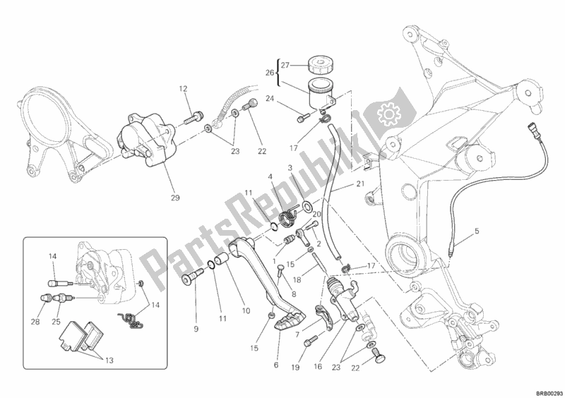 Tutte le parti per il Impianto Frenante Posteriore del Ducati Multistrada 1200 S ABS 2010
